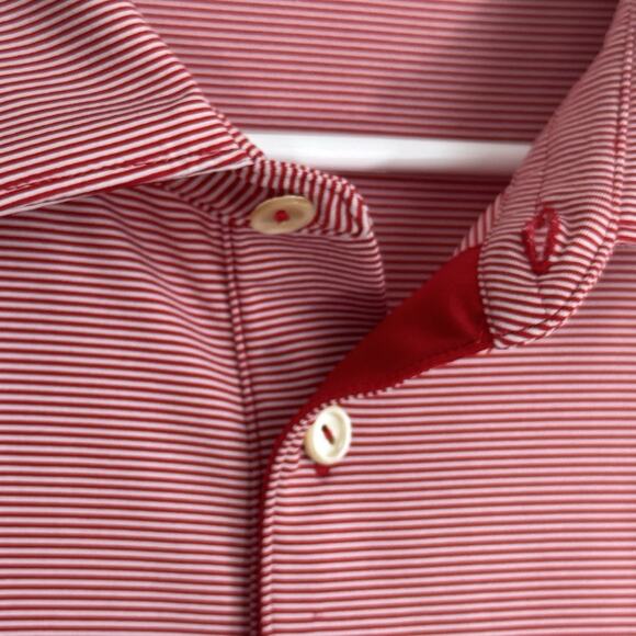Peter Millar Summer Comfort Golf Polo Short Sleeve Collar Red Stripe Men XL Logo - Picture 7 of 12